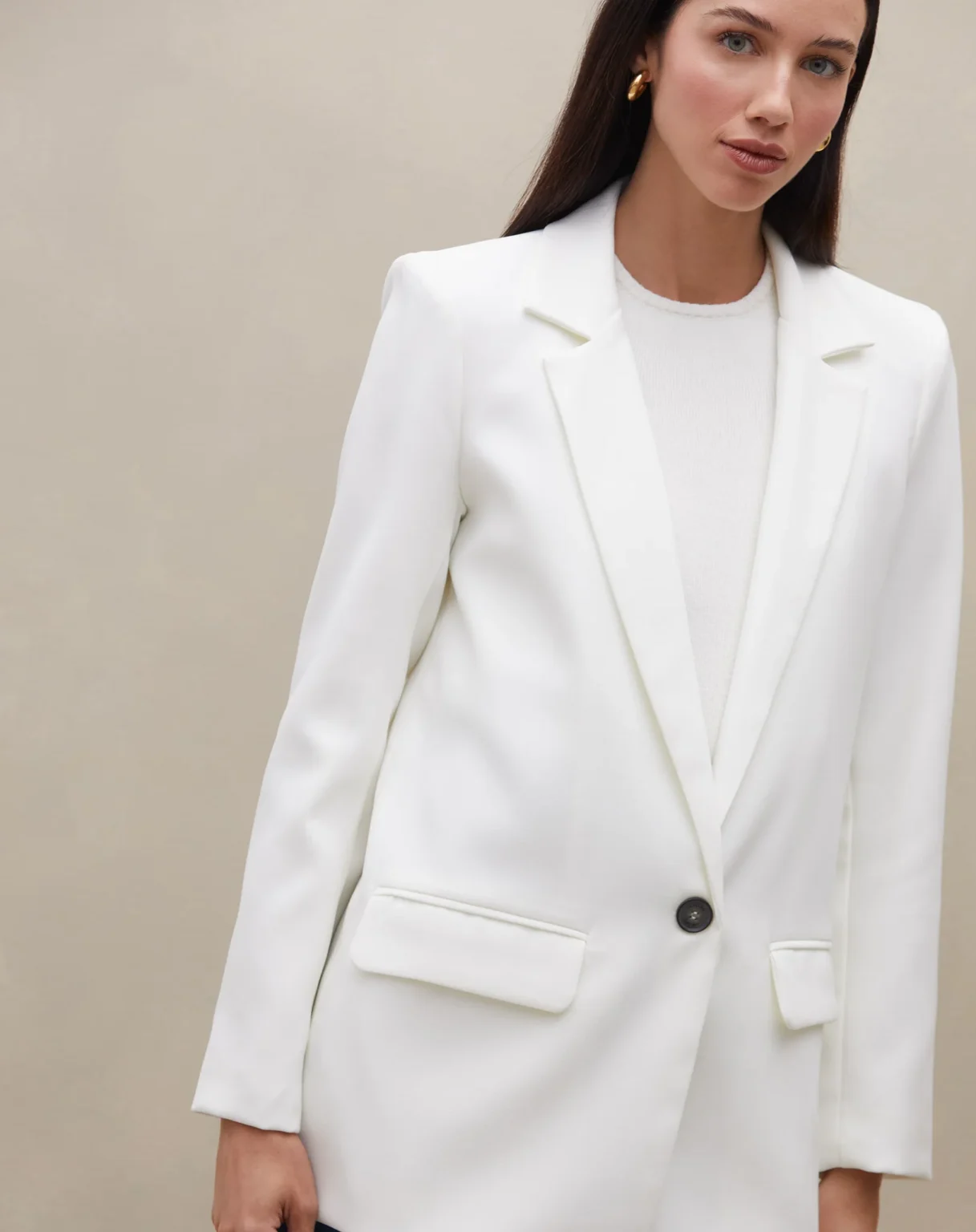 Blazer Alongado Com Botão