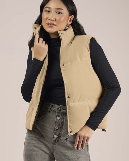 Colete Puffer Em Nylon Texturizado