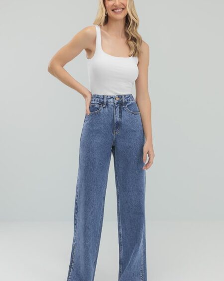 Calça Wide Leg Detalhes Bolso